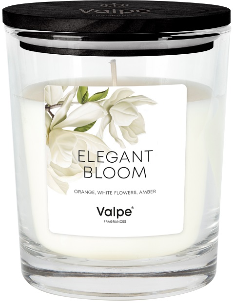 Bispol sn95d-439 Valpe - ELEGANCKI KWIAT świeca zapachowa w szkle z drewnianym wieczkiem - 50H