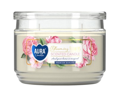 Bispol Kwitnące Kwiaty świeca zapachowa w niskim słoju snp106-449 Aura 1 sztuka