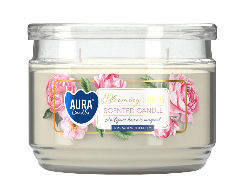 Bispol Kwitnące Kwiaty świeca zapachowa w niskim słoju snp106-449 Aura 1 sztuka