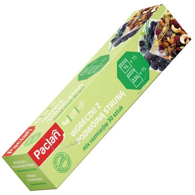 Paclan woreczki z podwójną struną 1l 15 sztuk oraz 2,5l 15 sztuk