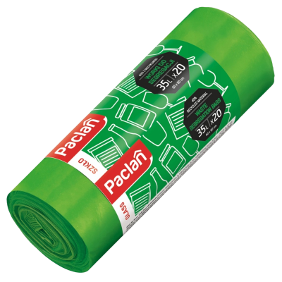 Paclan zielone worki do segregacji odpadów szkło 35l 20 szt.