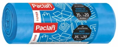 Paclan niebieskie worki do segregacji odpadów papier 35l 20 sztuk.