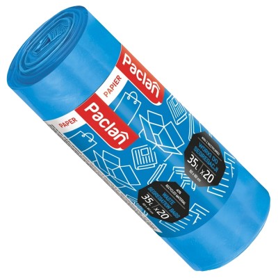 Paclan niebieskie worki do segregacji odpadów papier 35l 20 sztuk.