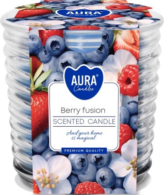 Bispol Jagodowe Uniesienie świeca zapachowa w prążkowanym szkle Aura 1 sztuka