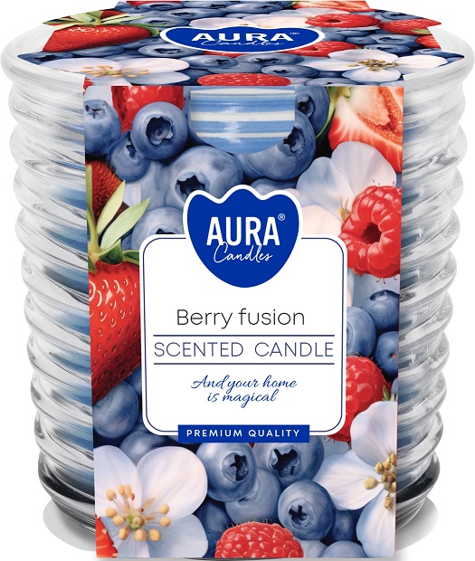 Bispol Jagodowe Uniesienie świeca zapachowa w prążkowanym szkle Aura 1 sztuka