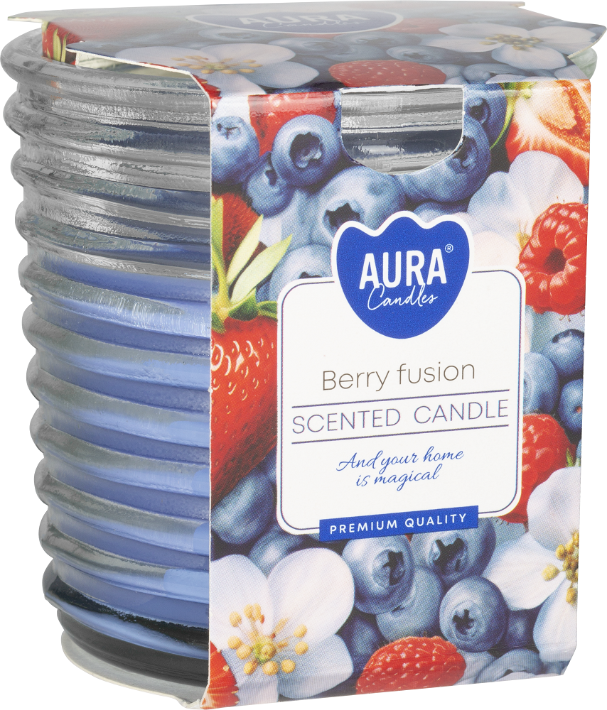 Bispol snw80-1-453 Aura JAGODOWE UNIESIENIE świeca zapachowa w prążkowanym szkle - 28h