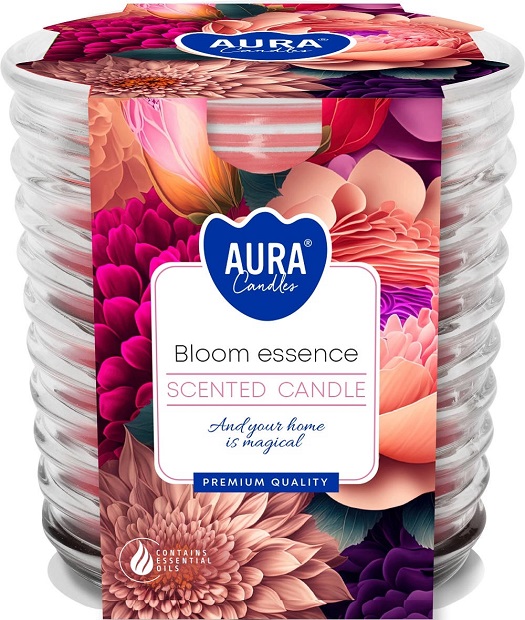 Bispol Kwiatowa Esencja świeca zapachowa w prążkowanym szkle Aura 1 sztuka