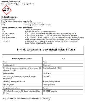 Tytan Kamień i Rdza dezynfekujący płyn czyszczący do łazienek 5kg