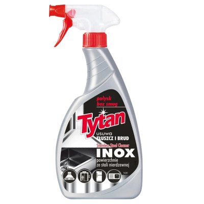 Tytan Inox do powierzchni ze stali nierdzewnej płyn czyszczący w rozpylaczu 500g