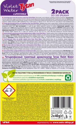 Tytan Violet Water czterofunkcyjna zawieszka barwiąca wodę do WC 2 x 40g