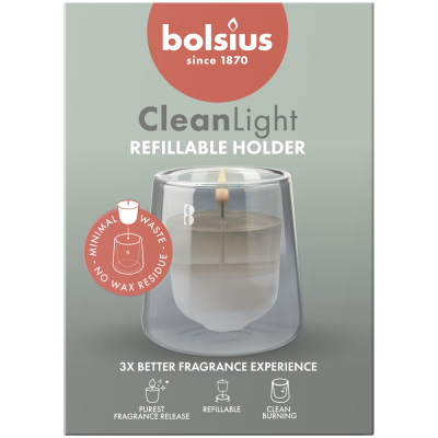 Bolsius Cleanlight Cyprys i Amber świecznik z zapachową wkładką