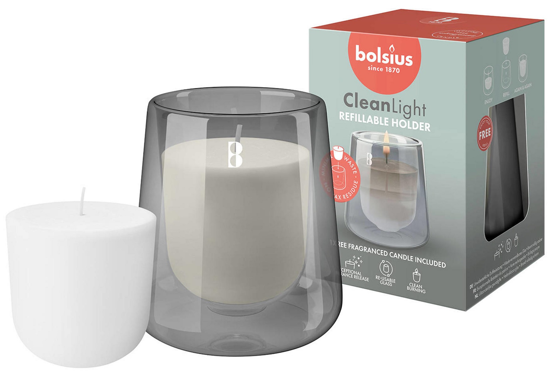 Bolsius Cleanlight Cyprys i Amber świecznik z zapachową wkładką