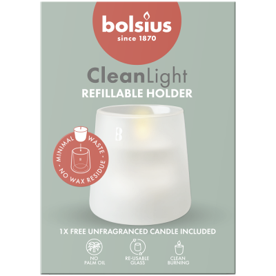Bolsius Cleanlight Biały świecznik z bezzapachową wkładką
