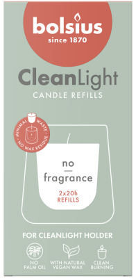 Bolsius Cleanlight Biały bezzapachowy wkład 20 godzinny 2 sztuki