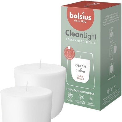 Bolsius Cleanlight Cyprys i Ambra wkład zapachowy do świecznika  2 sztuki