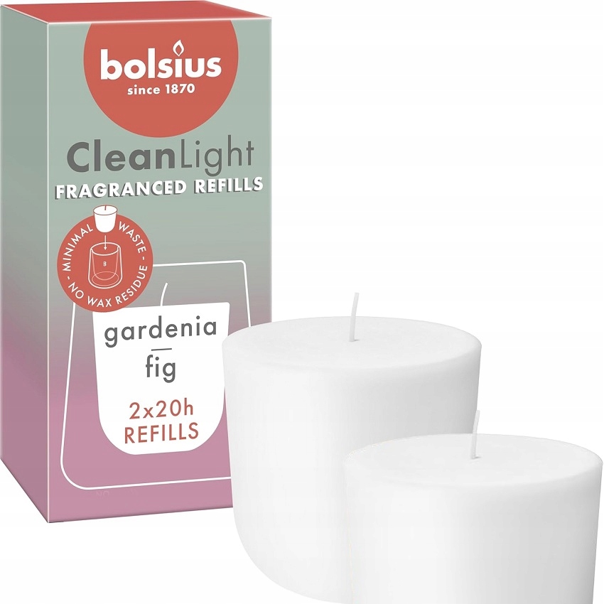 Bolsius Cleanlight Gardenia i Figa wkład zapachowy do świecznika  2 sztuki