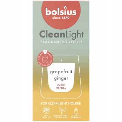 Bolsius Cleanlight Grapefruit i Imbir wkład zapachowy do świecznika  2 sztuki