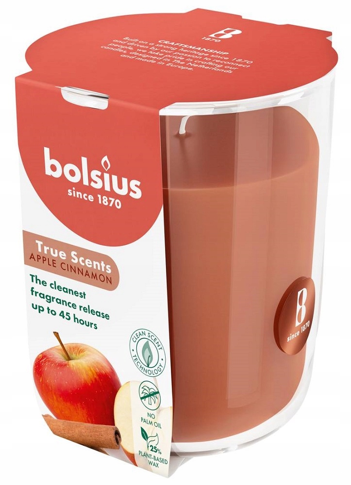Bolsius True Scents Jabłko z Cynamonem świeca zapachowa 97/85 w szkle