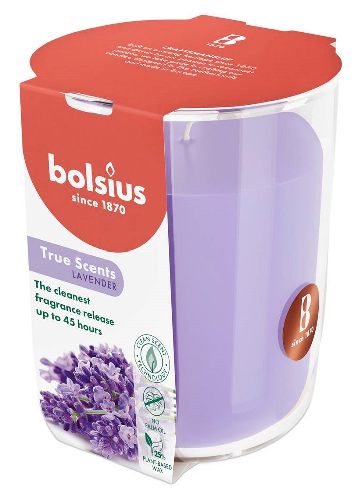 Bolsius True Scents Lawenda świeca zapachowa 97/85 w szkle