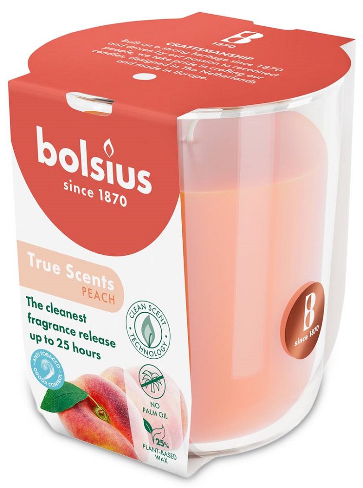 Bolsius True Scents Brzoskwinia świeca zapachowa 80/73 w szkle