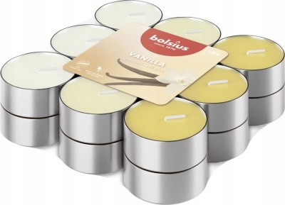 Bolsius Multi Coloured Wanilia podgrzewacze zapachowe 3,5 godzinne - 18 sztuk