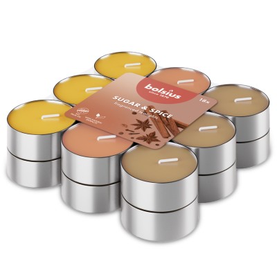 Bolsius Multi Coloured Cynamon podgrzewacze zapachowe 3,5 godzinne - 18 sztuk