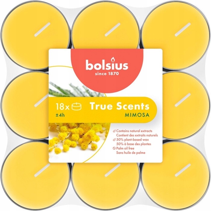 Bolsius True Scents Mimoza podgrzewacze zapachowe 4 godzinne - 18 sztuk