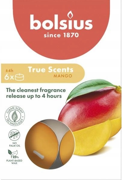 Bolsius True Scents Mango podgrzewacze zapachowe 4 godzinne - 6 sztuk