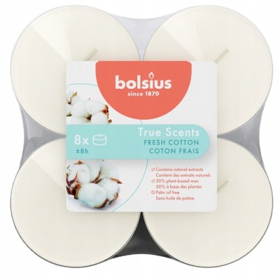 Bolsius True Scents Świeża Bawełna Świece zapachowe MAXI lights 8 sztuk