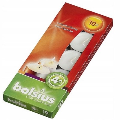 Bolsius podgrzewacze bezzapachowe białe 4 godzinne - 10 sztuk