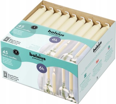Bolsius Kremowa świeca stołowa 180/21,3mm - 45 sztuk