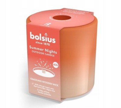 Bolsius Summer Nights Kremowa świeca outdoorowa w szkle z drewnianym knotem 100/100