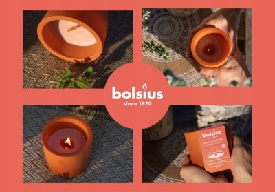 Bolsius Summer Nights Kremowa świeca outdoorowa w szkle z drewnianym knotem 100/100