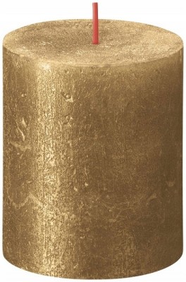 Bolsius Rustic Shimmer Złota świeca dekoracyjna 80/68 mm