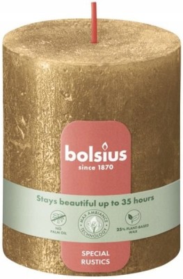 Bolsius Rustic Shimmer Złota świeca dekoracyjna 80/68 mm