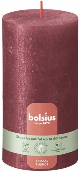 Bolsius Rustic Shimmer Czerwona świeca dekoracyjna 130/68 mm