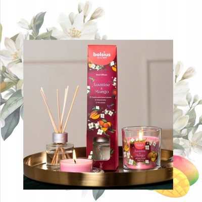 Bolsius Floral Fusion Jaśmin i Mango świeca zapachowa 80/72 w szkle z wieczkiem