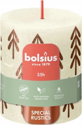 Bolsius Rustic Silhouette Delikatny Perłowy + Choinki świeca dekoracyjna 80/68 mm