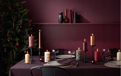 Bolsius Rustic Silhouette Delikatny Perłowy + Choinki świeca dekoracyjna 80/68 mm