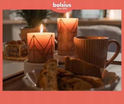 Bolsius Rustic Silhouette Mglisty Róż + Choinki świeca dekoracyjna 80/68 mm