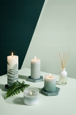 Bolsius Rustic Silhouette Delikatna Perła + Paproć świeca dekoracyjna 80/68 mm