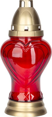 Bispol 3043 Serce Czerwony znicz szklany 10 sztuk