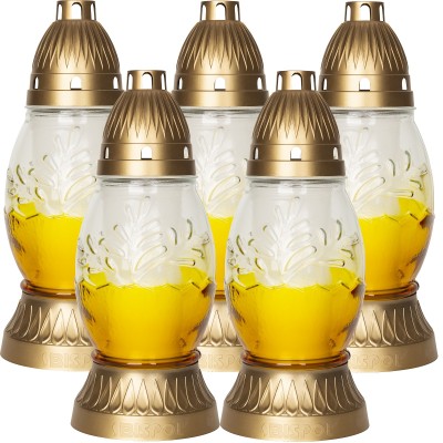 Bispol 3050 znicz szklany w odcieniach bieli i żółci 5 sztuk