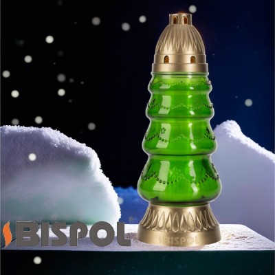 Bispol 4067ch-1 Choinka Zielona duża znicz szklany 5 sztuk