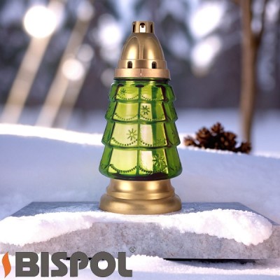 Bispol 3032ch-1 Choinka Zielona średnia znicz szklany 5 sztuk