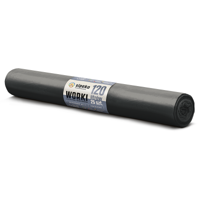 Sipeko worki na śmieci folia LDPE czarne 24mic / 70x110cm / 120 litrów / 25 sztuk