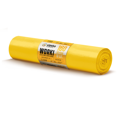 Sipeko worki na śmieci folia LDPE żółte 28mic / 90x110cm / 160 litrów / 10 sztuk