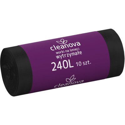 Cleanova worki na śmieci LDPE czarne 240l / 10 sztuk  / 31mic