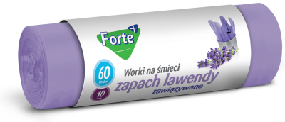Forte+ Lawenda zapachowe worki na śmieci zawiązywane 60l / 10 sztuk