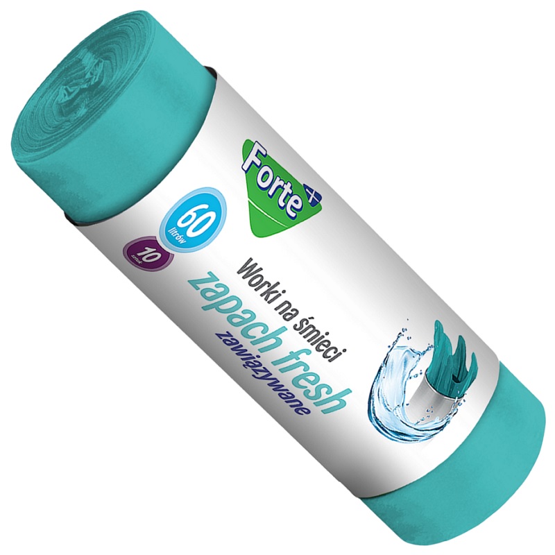 Forte+ Fresh zapachowe worki na śmieci zawiązywane 60l / 10 sztuk